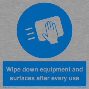 Wipe down equipment and surfaces after every use